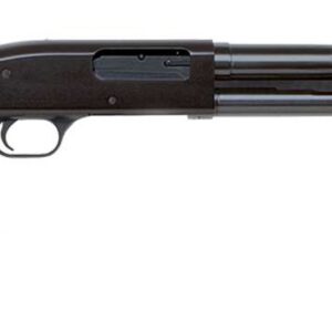 Mossberg 500 Retro 12 gauge pump-action shotgun with 18.5-inch blued barrel and wood stock, right-side profile view