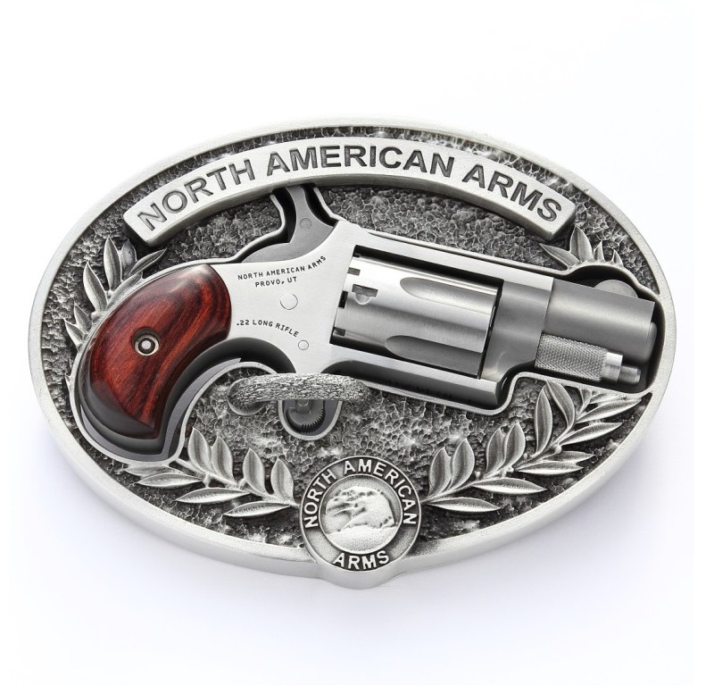North American Arms NAA-22LR-BBO Mini Revolver .22 LR with stainless 1-1/8 inch barrel and belt buckle holster