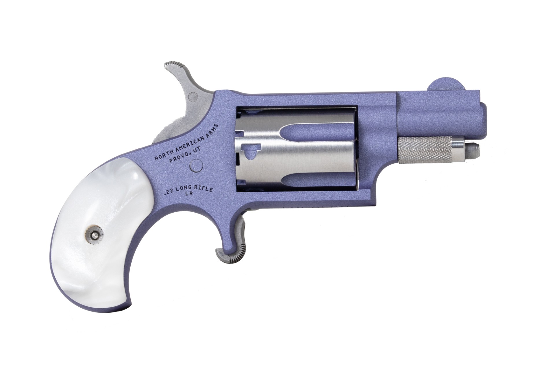 North American Arms Mini Revolver .22 LR with 1-1/8 inch barrel in Orchid Cerakote finish, right side view
