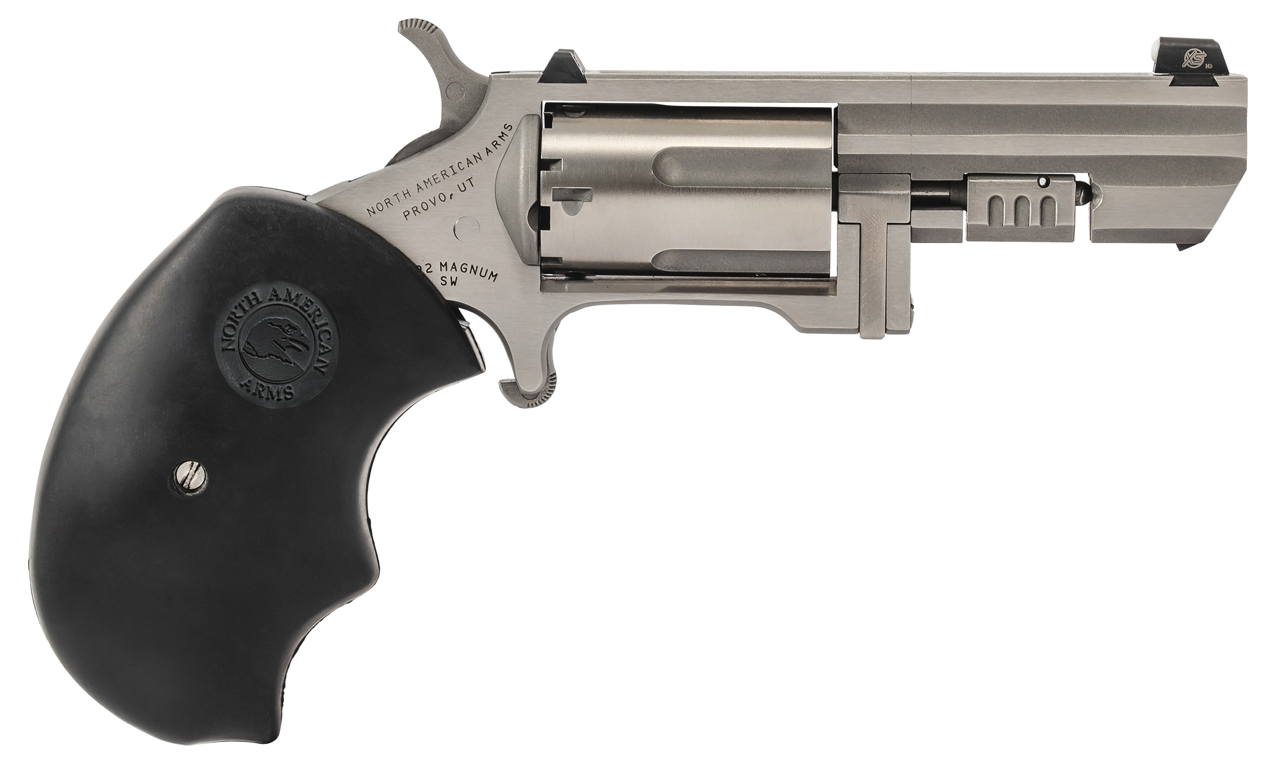 North American Arms Recluse .22 Magnum 2-inch stainless single-action revolver, right side view