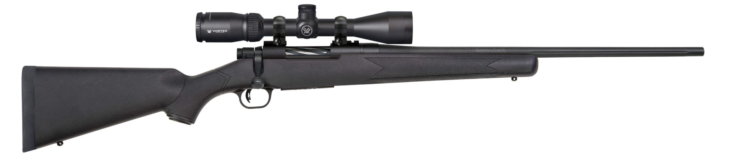 Mossberg Patriot .270 Winchester bolt-action rifle with 22-inch matte blued barrel and black synthetic stock