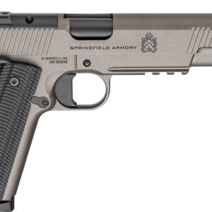 Springfield Armory 1911 Operator .45 ACP grey pistol with threaded barrel and optic-ready slide, right side view