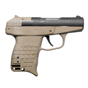 Kel-Tec P-3AT .380 ACP 13+1 striker-fired pistol in black and tan finish, right side view
