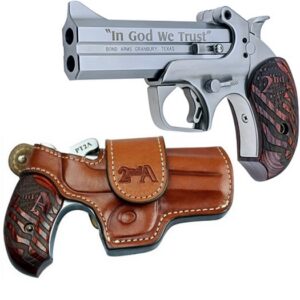 Bond Arms 2nd Amendment stainless steel derringer chambered in .45 Long Colt and .410 bore with 4.25-inch barrel