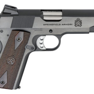 Springfield Armory 1911 Garrison 9mm semi-auto pistol with 4.25-inch stainless barrel and blued slide, right side profile