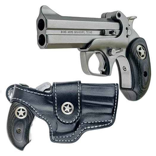 Bond Arms Ranger II stainless derringer chambered in .45 Long Colt and .410 bore with 4.25-inch barrel