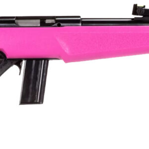 Rossi RB22 Compact bolt-action .22 LR rifle with pink synthetic stock and 16-inch barrel, right-side profile view