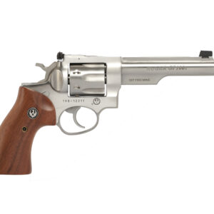 Ruger GP100 .357 Magnum stainless steel revolver with 5-inch half-lug barrel and adjustable rear sight