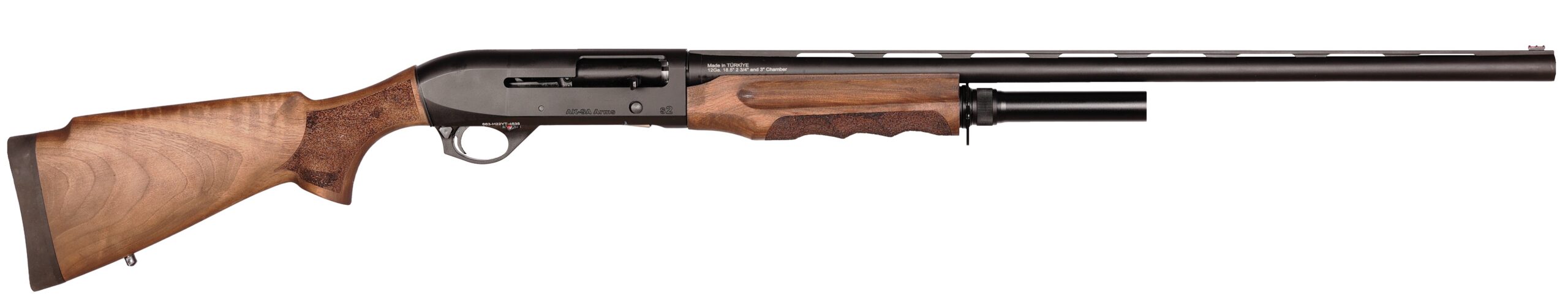 Four Peaks Aska S2 semi-automatic 12 gauge shotgun with 28-inch barrel and black and wood finish