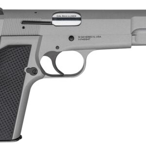 Springfield Armory SA-35 9mm semi-auto pistol in gray finish with white dot front sight and serrated tactical rear sight
