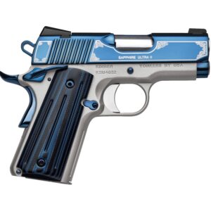 Kimber Sapphire Ultra II 9mm semi-auto pistol with 3-inch barrel and Sapphire PVD finish, right-side profile view