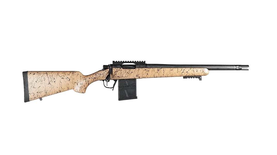 Christensen Arms Ridgeline Scout 6.5 Creedmoor bolt action rifle with 16-inch barrel in tan finish