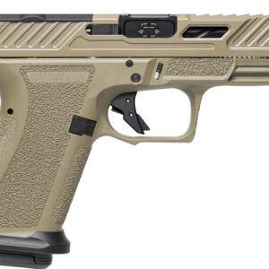 Shadow Systems MR920 Elite 9mm pistol in Flat Dark Earth and Black with optic-cut serrated slide and front night sight