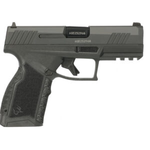 Taurus GX4C 9mm semi-auto pistol in black with 3.7-inch barrel and serrated slide, right-side profile view