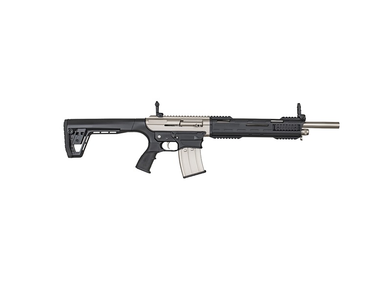 Tokarev TAR 12MP semi-automatic 12 gauge shotgun with 18.5-inch barrel in black and nickel finish