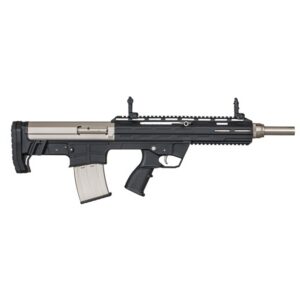 Tokarev USA TBP 12M semi-automatic bullpup shotgun in black and nickel finish with flip sights and 18.5-inch barrel