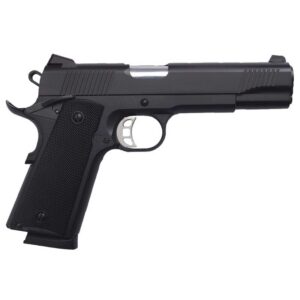 Tisas 1911 Duty B9 9mm semi-automatic pistol with 5-inch barrel and matte black finish, right-side profile view