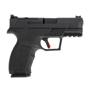 Tisas PX-9 9mm black striker-fired semi-auto pistol with optic-ready serrated slide and fiber optic front sight
