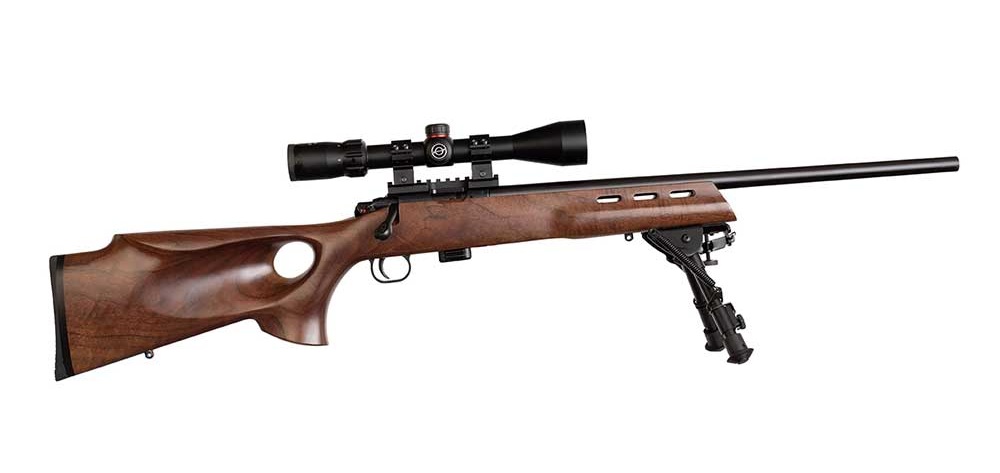 Keystone Sporting Arms Crickett 722 Varmint .22 LR bolt-action rifle with blued barrel and wood stock