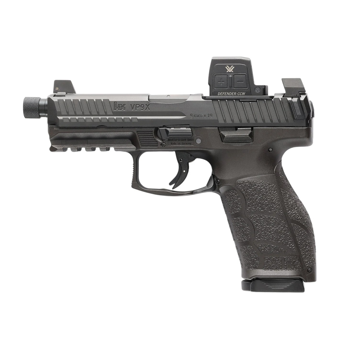 Heckler & Koch VP9A1 X Crossover 9mm striker-fired pistol in black with optic-ready serrated slide and 3-dot sights
