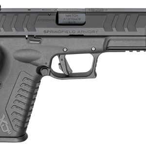 Springfield Armory XD-M Elite 9mm semi-auto pistol with 4.5-inch barrel, optic-ready black slide, and fiber optic front sight, California compliant