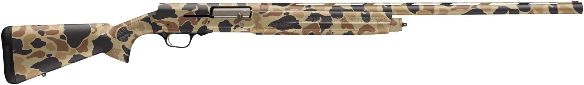 Browning A5 semi-automatic 12 gauge shotgun with 28-inch barrel and full camouflage finish
