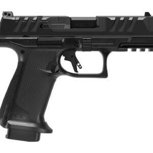 Walther Arms PDP Pro SD Full Size 9mm pistol with 4-inch barrel, optic-ready serrated slide, and adjustable white dot sights in black finish