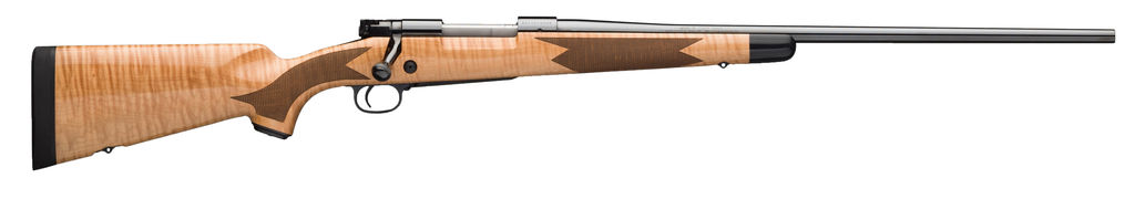 Winchester Model 70 Super Grade bolt-action rifle in .30-06 Springfield with maple stock and black metal finish, right-side view