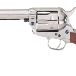 Taylor's and Company Gunfighter single action revolver in .357 Magnum with 5.5 inch barrel, nickel finish, and wood grips