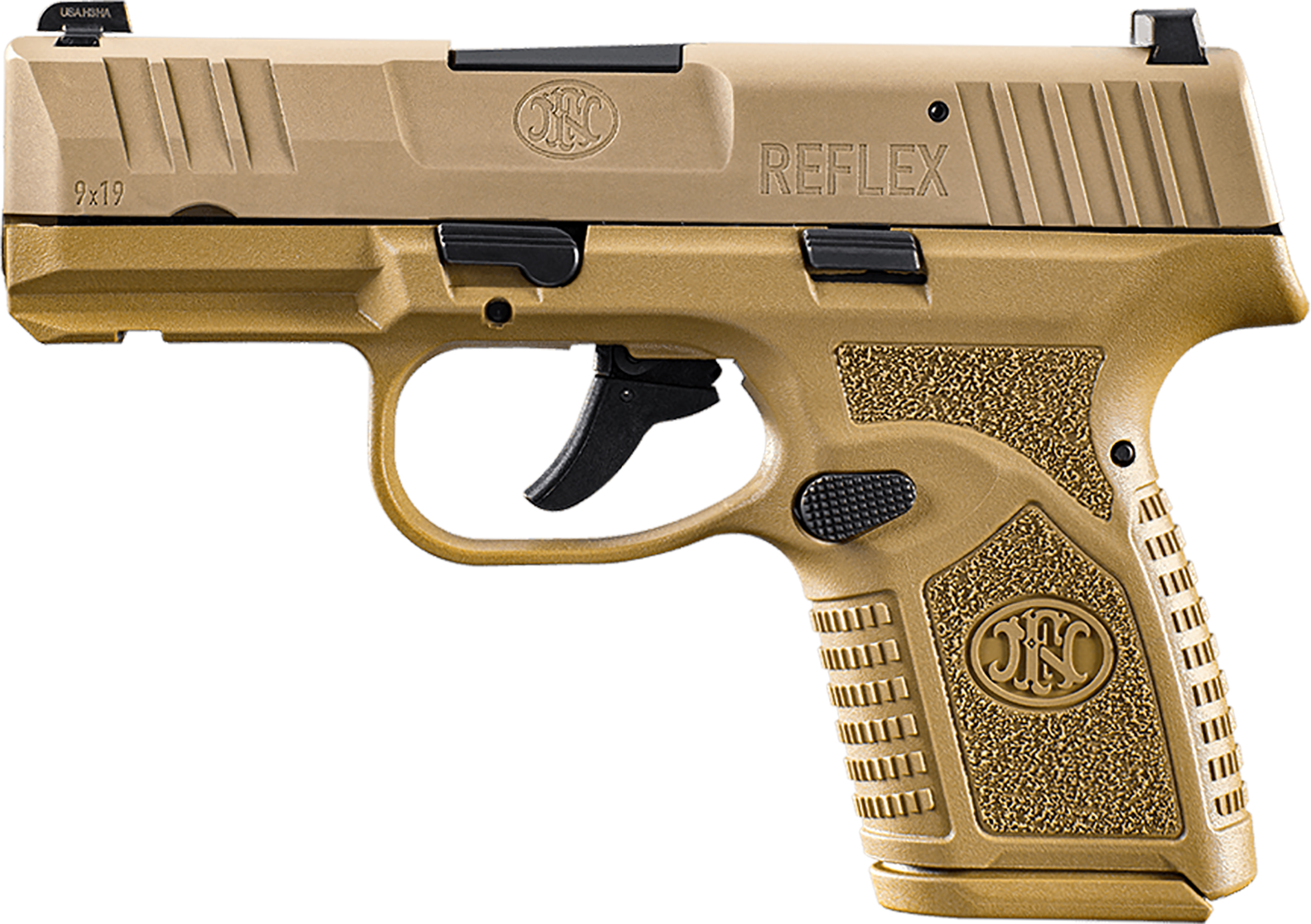 FN Reflex 9mm Semi-Auto Pistol – FDE, 10-Round, 3.3" Barrel