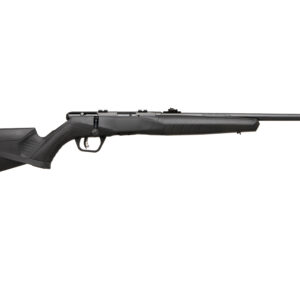 Savage B22F bolt action rifle in .22 LR with 21-inch barrel and black synthetic stock, right-side view