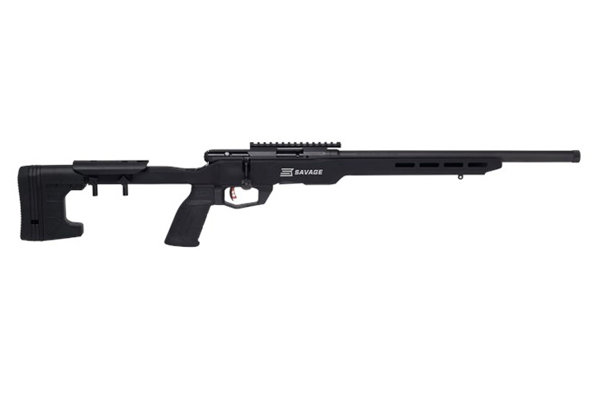 Savage B22 Precision .22 LR bolt-action rifle with 18-inch threaded matte black barrel and 10-round rotary magazine