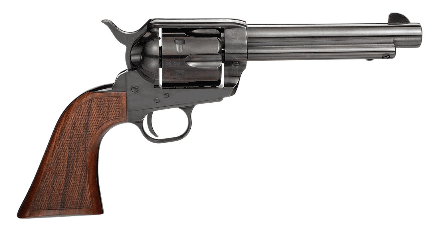 Taylor's and Company 1873 TC9 single action revolver in 9mm with 5.5-inch blued barrel and wood grips