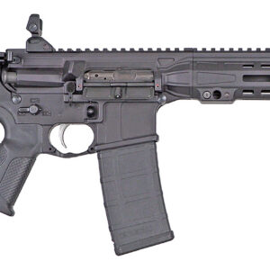 LWRC IC MK II 5.56 NATO AR pistol with 10.5 inch barrel, SBA3 pistol brace, and flip-up sights in black