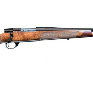 Weatherby Vanguard Camilla .223 Rem bolt action rifle with blued barrel and wood stock, right-side view