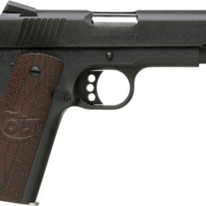 Colt Combat Commander semi-automatic pistol in .45 ACP with blued finish and Novak White Dot sights, left-side profile view