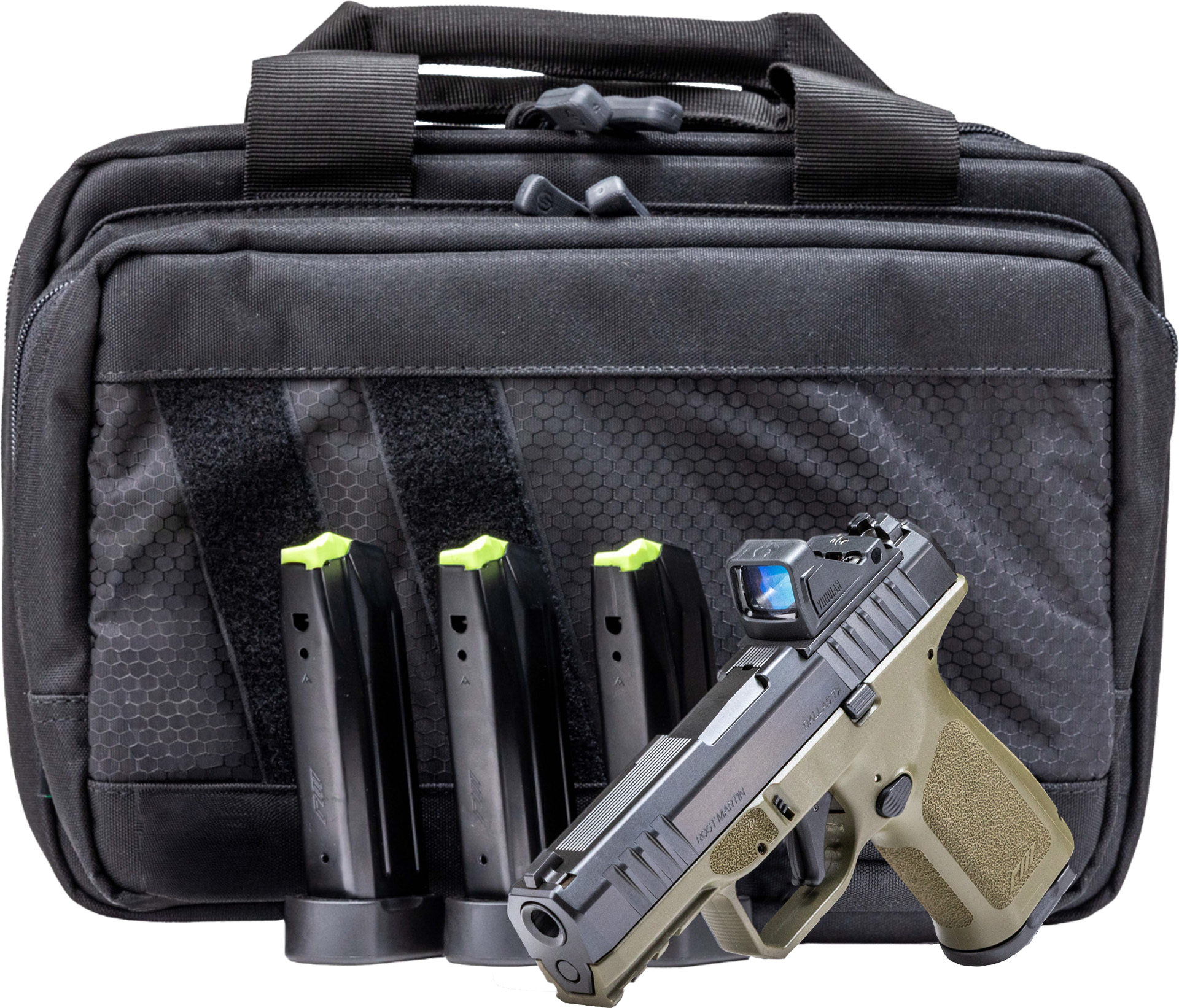 Rost Martin RM1C 9mm Semi-Auto Pistol 15+1 Black/OD Green 4" Bundle