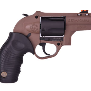 Taurus 605 Poly .357 Magnum revolver with 2-inch barrel, black and brown polymer frame, right-side profile view