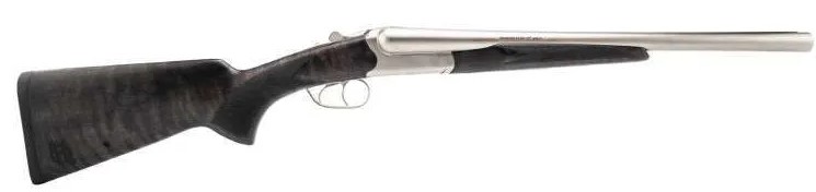 Heritage Manufacturing Badlander .410 bore side-by-side shotgun with nickel finish and wood stock, 18-inch barrel