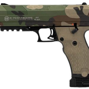 Hi-Point JHP Gen2 .45 ACP semi-auto pistol in M81 woodland camo with threaded barrel and adjustable sights