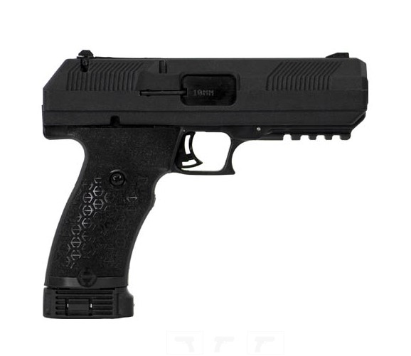 Hi-Point JXP 10mm semi-automatic pistol in matte black with serrated slide and adjustable 3-dot sights