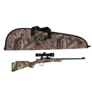 Keystone Sporting Arms Crickett .22 LR bolt-action single-shot youth rifle with blued finish and Mossy Oak Break-Up camo stock