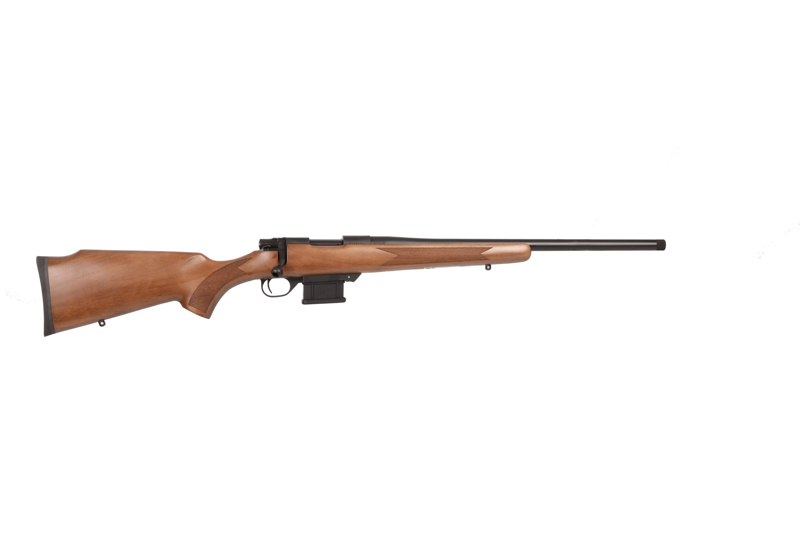 Howa Mini Hunter bolt-action rifle in 6.5mm Grendel with 20-inch threaded barrel, right-side profile view