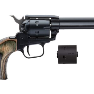 Heritage Manufacturing Rough Rider single-action revolver in .22 LR/.22 Mag with 4.75-inch black satin barrel and camo laminate grip panels