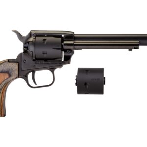 Heritage Manufacturing Rough Rider single-action revolver in .22 LR with 6.5-inch black satin barrel and camo laminate grips, right-side profile view
