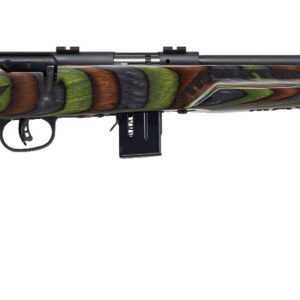 Savage Arms 93R17 Minimal bolt-action rifle in .17 HMR with 18-inch threaded matte black barrel and green stock