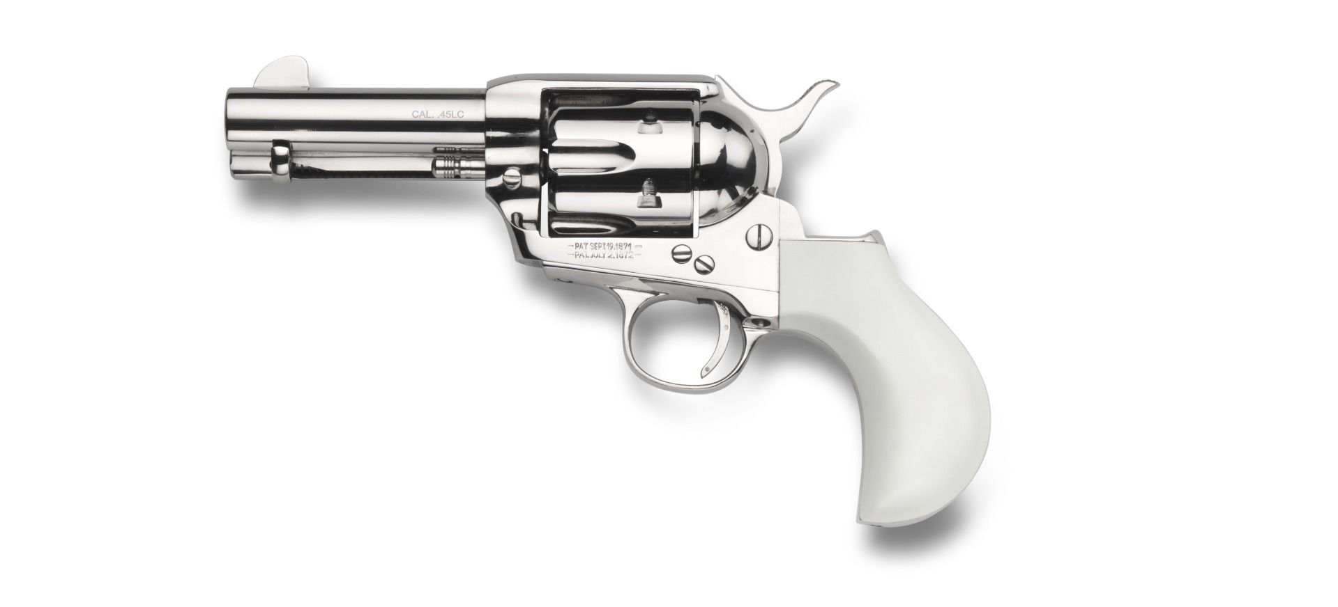 Taylor's and Company 1873 TC9 single action revolver in 9mm with 3.5-inch nickel barrel and ivory grips