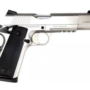 Tisas 1911 Duty Stainless .45 ACP semi-auto pistol with 5-inch barrel, Novak sights, and integrated accessory rail