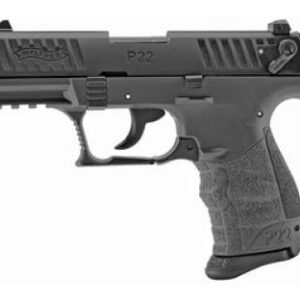 Walther Arms P22Q semi-automatic pistol in .22 LR with 3.4-inch barrel and Tungsten finish, right-side view