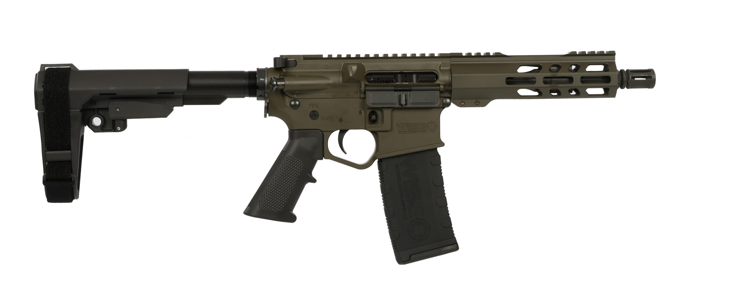Wise Arms WA-15B 300 Blackout 7.5-inch AR pistol with SBA3 brace in Olive Drab Green finish